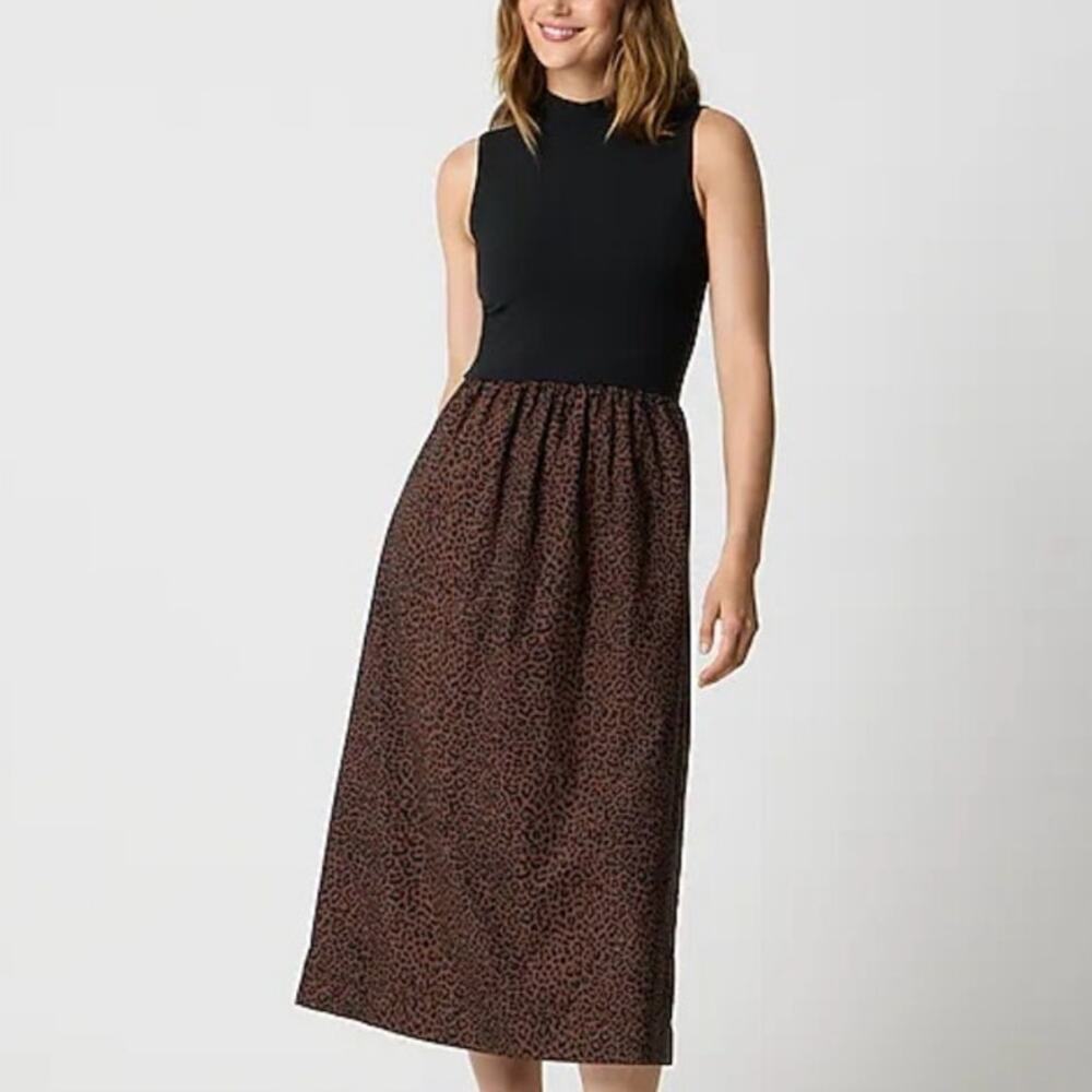 J Crew Petite printed mockneck knit mixed media dress Size XXSP